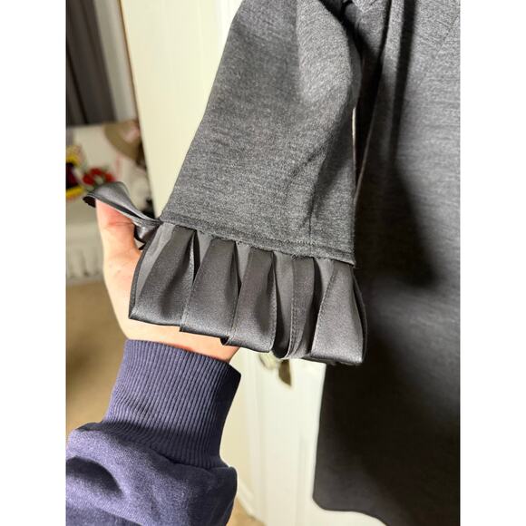 Milly Y2K Gray Wool Silk Ruffle Career Work Business Short Sheath Dress LG - Picture 4 of 8